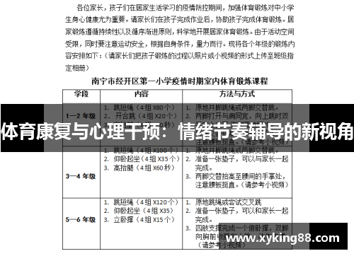 体育康复与心理干预：情绪节奏辅导的新视角